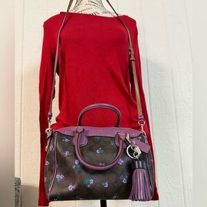 Floral Purple and Brown Women's Bag and wallet